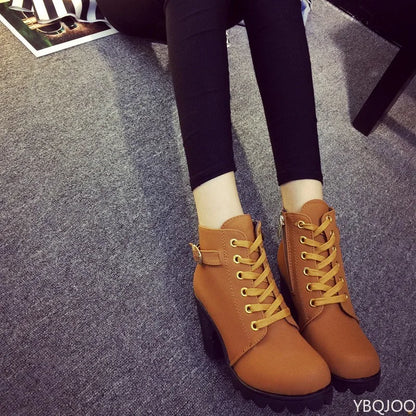 Versatile Lace-up and Zip-Up High Square Heeled Boots in a Variety of Colors