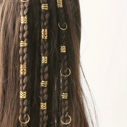 80PCS/Set Boho Vintage Hollow Hair Rings Alloy Hair Cuffs (May also be used as ear cuffs)