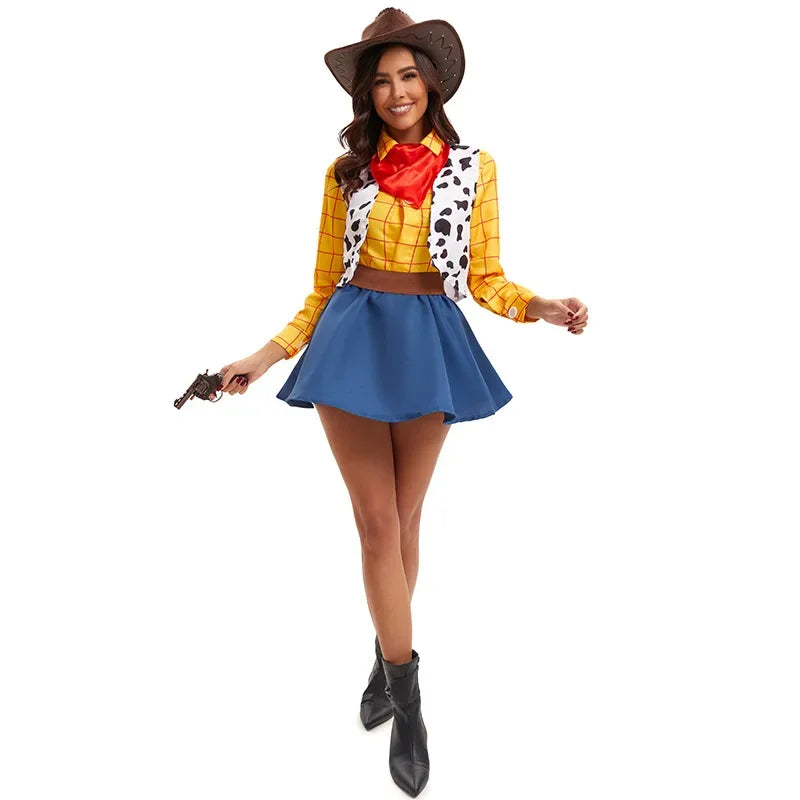 Halloween Woody Costume Matching Couple Cosplay Woody the Sheriff and Girl Friend
