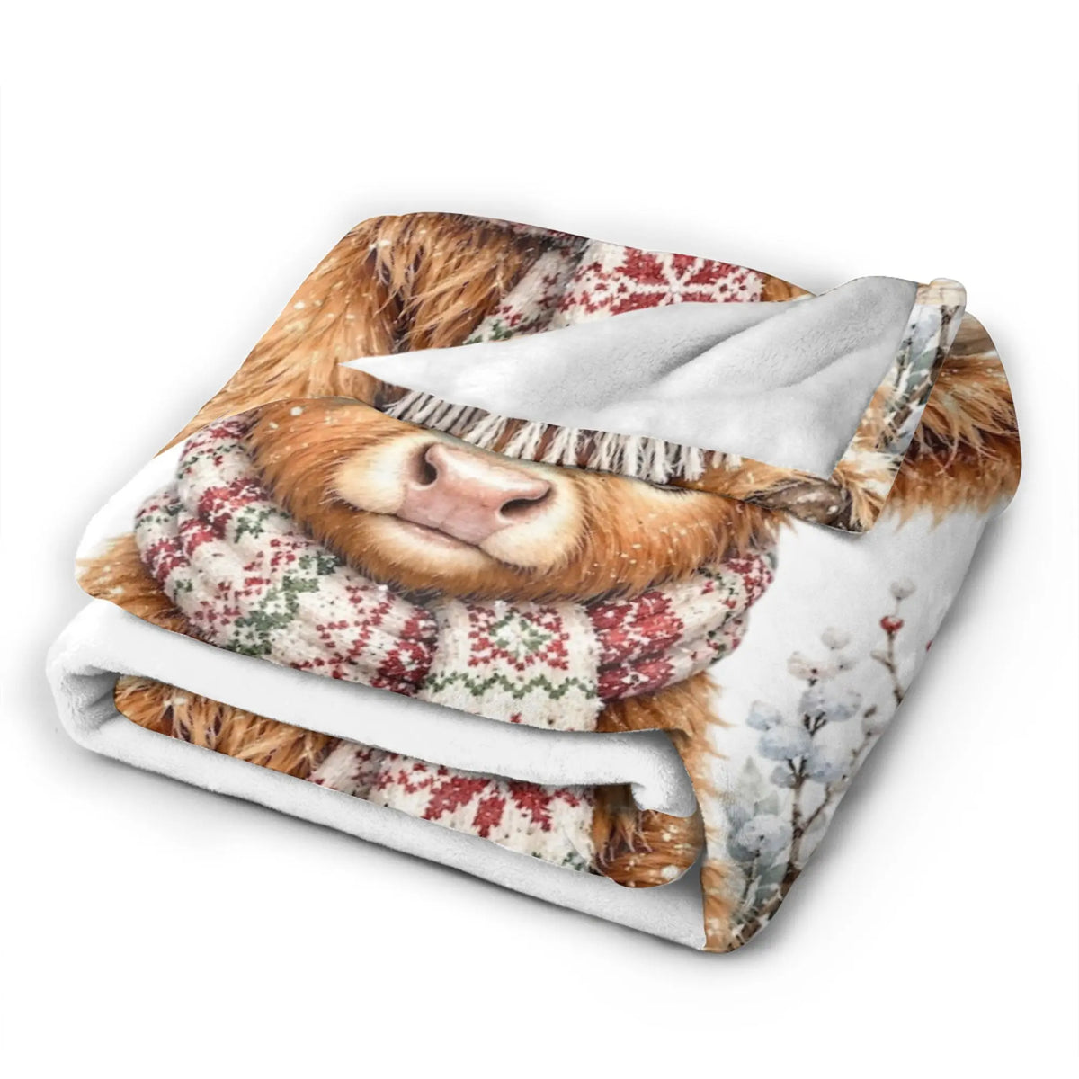 Christmas Highland Cow Fleece Blanket t for Home 150*125cm Piece. 25 Different Prints