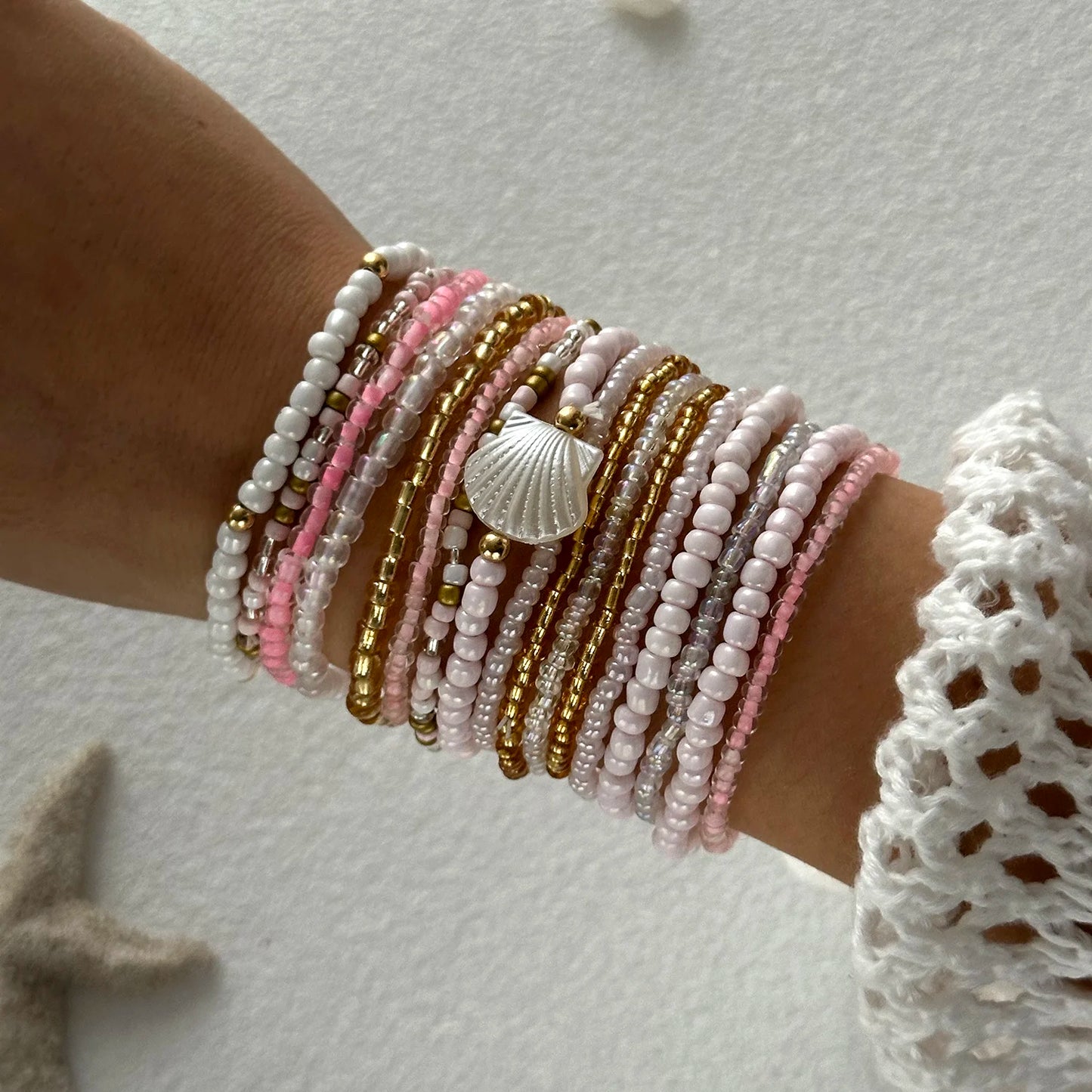 Bohemian Style Beaded Bracelets Set, Colorful Beads, Stretchy Strand Chain, Stacked Bracelets