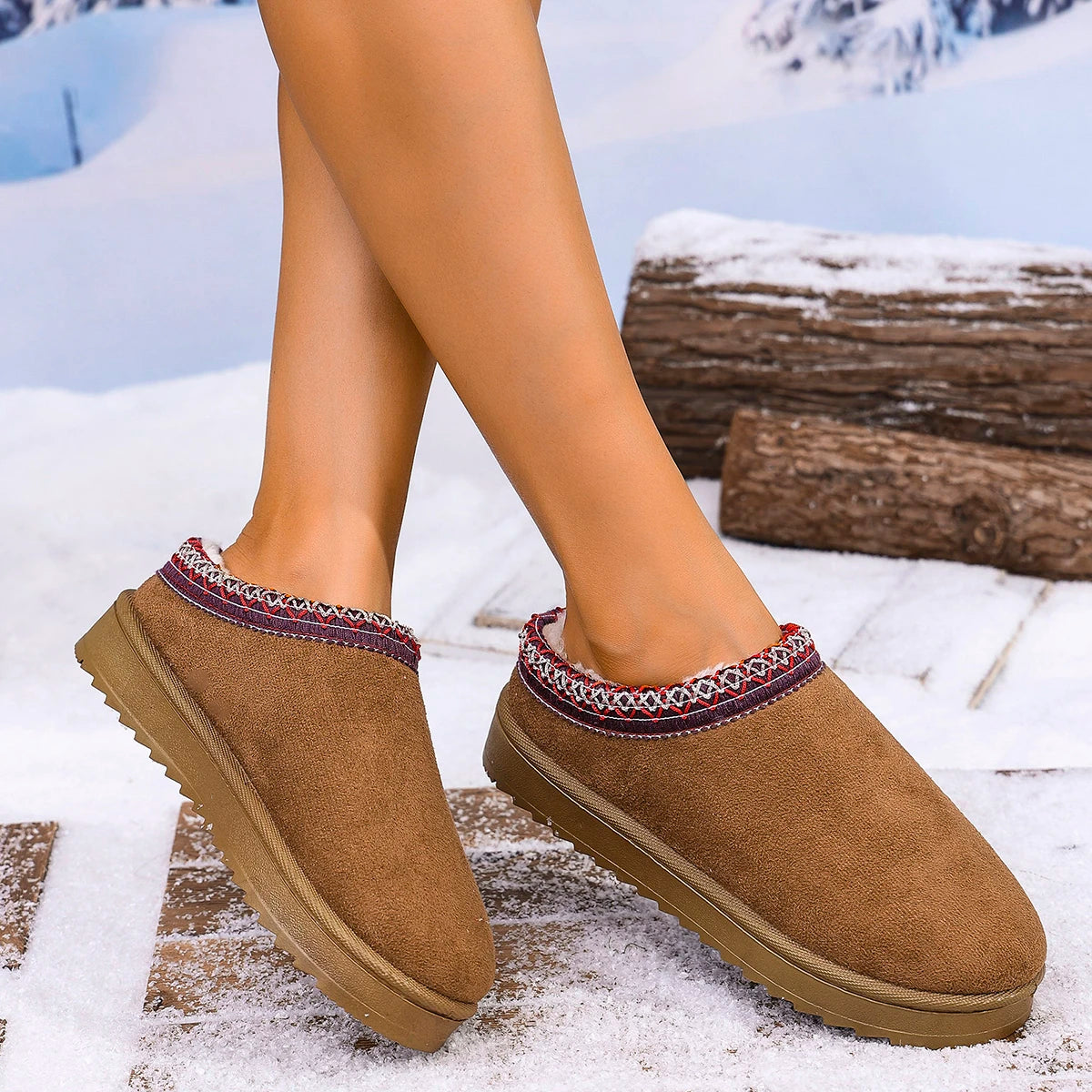 Warm, Thick Cashmere Soles Without Heels, Half Slipper Sizes 9 to 11