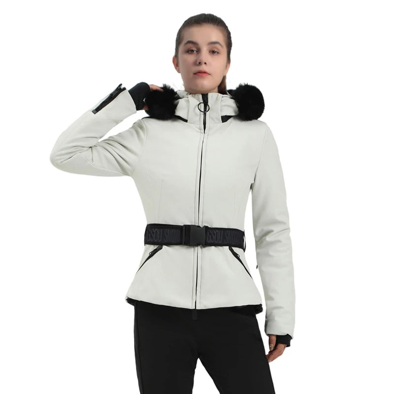 Warm Windproof Hooded Ski Jacket in 8 colors, including Black and White Houndstooth. Ski Pants Sold Separately