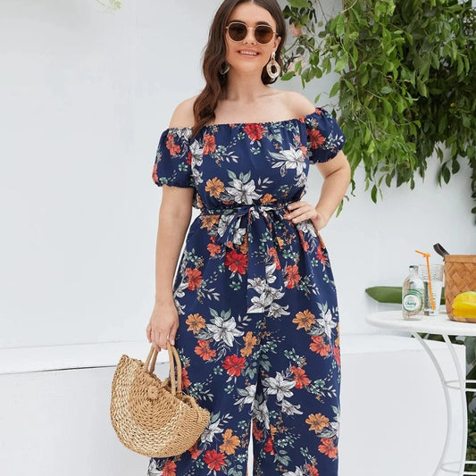 Sizes to 8XL!!!!!   Casual Boho Jumpsuits With Short Sleeves and Elastic Waist
