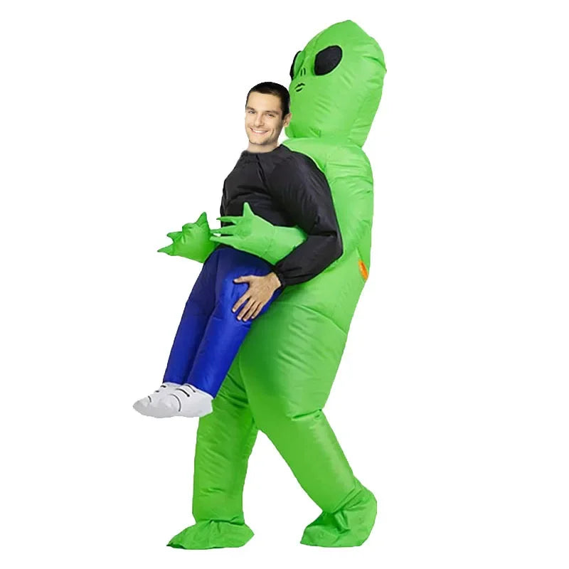 Inflatable Alien Costume With Fish Head Mask Funny Halloween Cosplay Suit For Adults