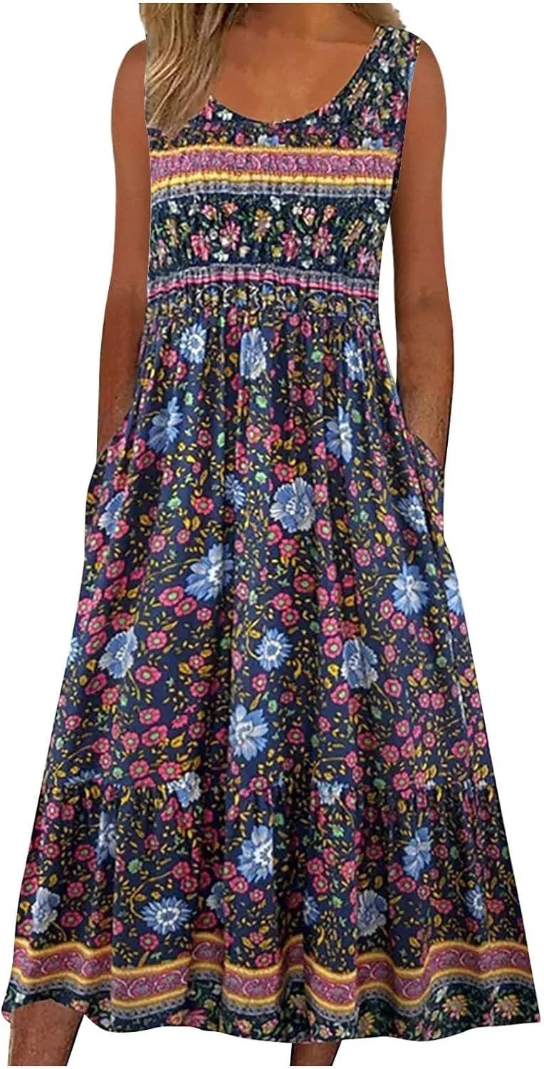 Sizes to 5XL, Sleeveless, Pullover, Tank Top, Dress with Pockets. Comes in 5 Designs