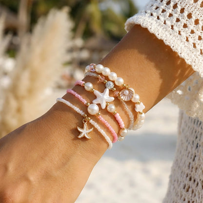 6 Pcs Bohemian Shell Starfish Beaded Bracelet