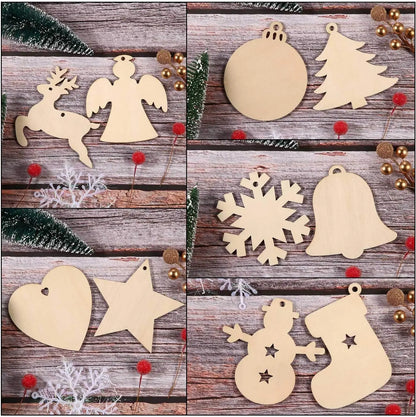 DIY Wooden Christmas Ornaments to Paint, Blank Wood Cutouts
