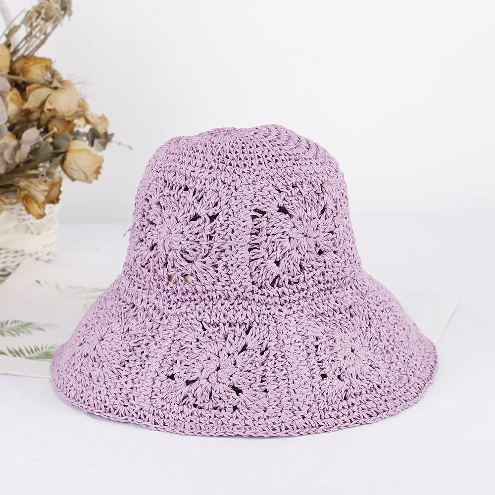 Bright Colored Floweed Crocheted Fisherman Hat