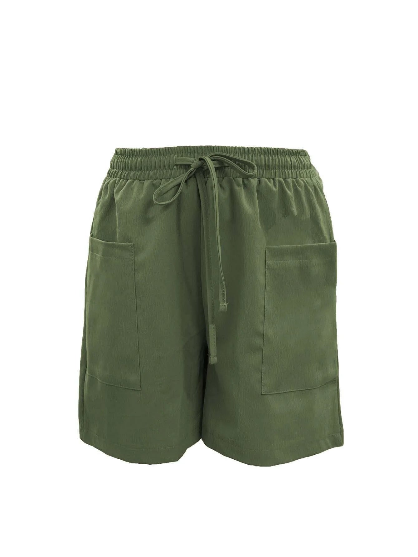 Women's Bermuda High Waist 4 Inch Shorts Loose Fit Elastic Waist and Drawstring, Casual Shorts with Pockets,