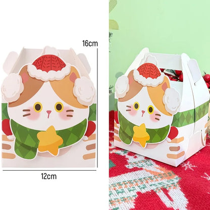 Christmas Square Cardstock Gift Bags, Sturdy Reusable