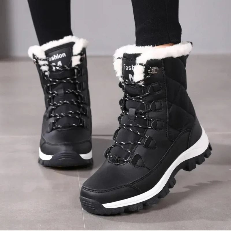 Snow Boots, Warm and Waterproof, Lace Up, Fleece Lined