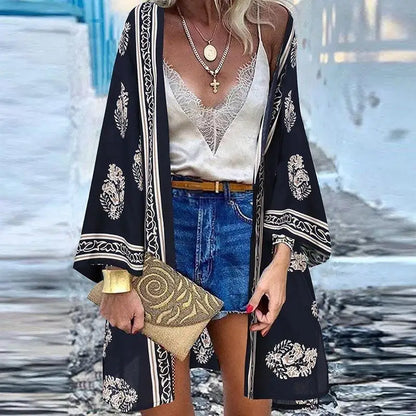 Women's Boho Blouse Cardigan Top, Casual Cover-Up in 12 designs