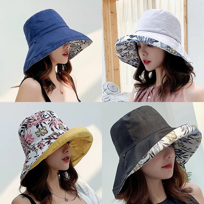 Reversible Bucket Hats, Several colors and designs, Large Brim for UV Sun Protection