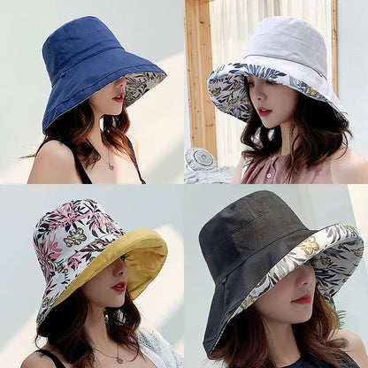 Reversible Bucket Hats, Several colors and designs, Large Brim for UV Sun Protection