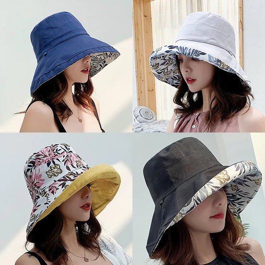 Reversible Bucket Hats, Several colors and designs, Large Brim for UV Sun Protection