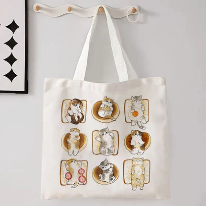 11 Designs of Cat Linen Shopping Bags, Large Capacity Shoulder Bags. Also great for Gift Bags