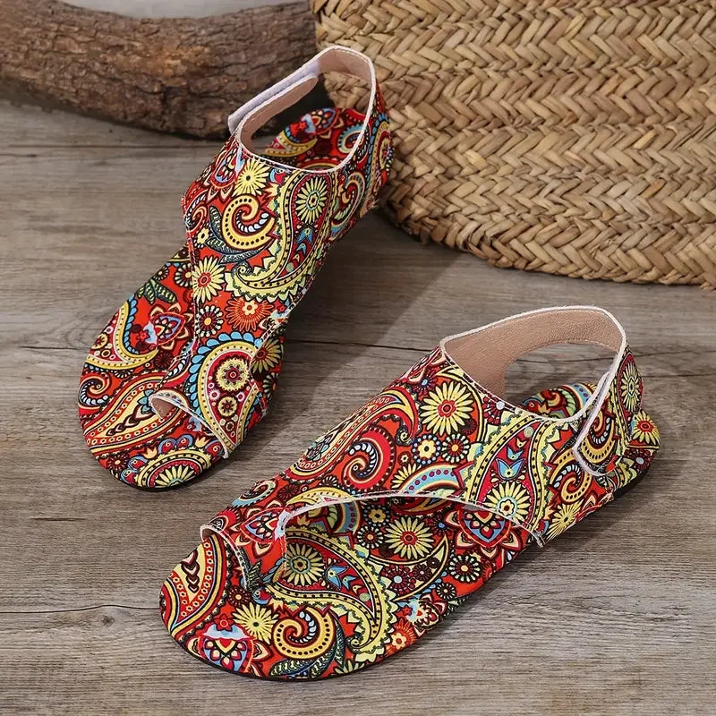 Comfortable flat Boho Romanesque Shoes , Easy attach velcro