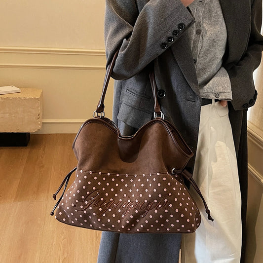 Shoulder Bag Half  Polka Dot Handbag Versatile Tote Bags 5 Designs