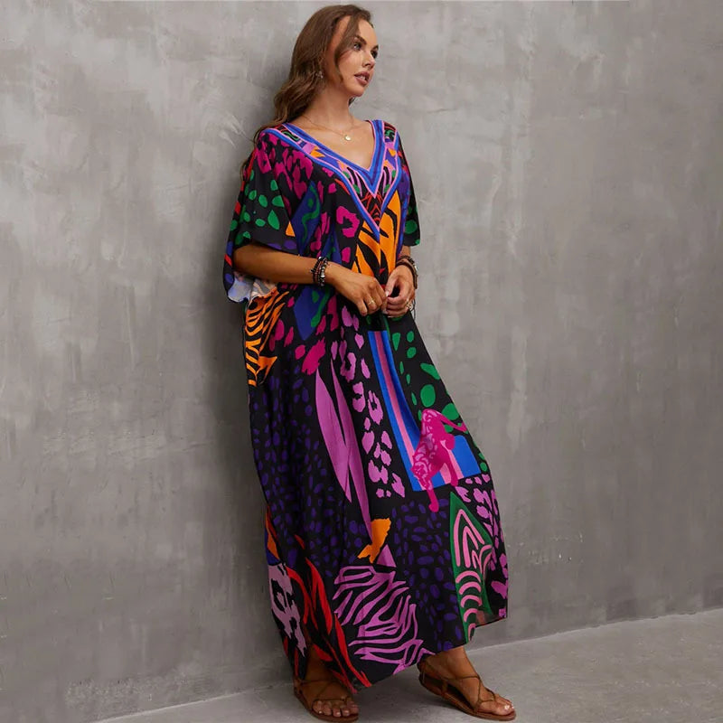 Plus Size Kaftan Dresses for Lounging or Cover-Up at the Beach. Several Designs