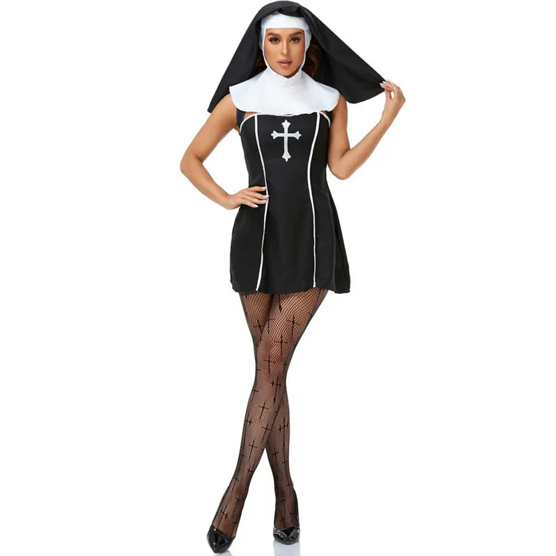 Medieval Cosplay Priest and Sexy Nun  Costume