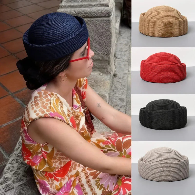Pillbox Hats, Retro Artistic Painter Berets, Woven Recycled Paper
