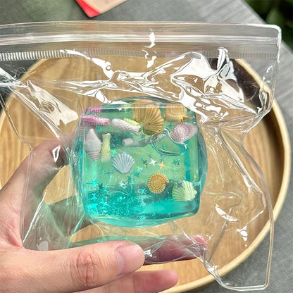 Ocean Shell Squishy Stress Balls Fidget Toy, Super Soft Transparent Star Maltose Cubes Squeeze.Both Adult and Kids' Stress Relief