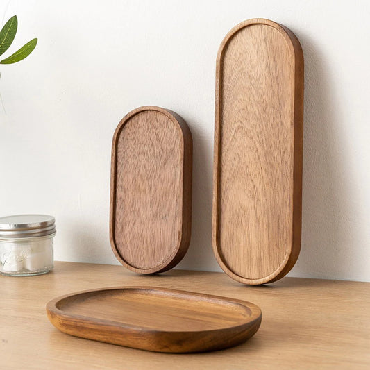 Solid Wood Food Tray Round Rectangle, Snack, Fruit,  Bread Board