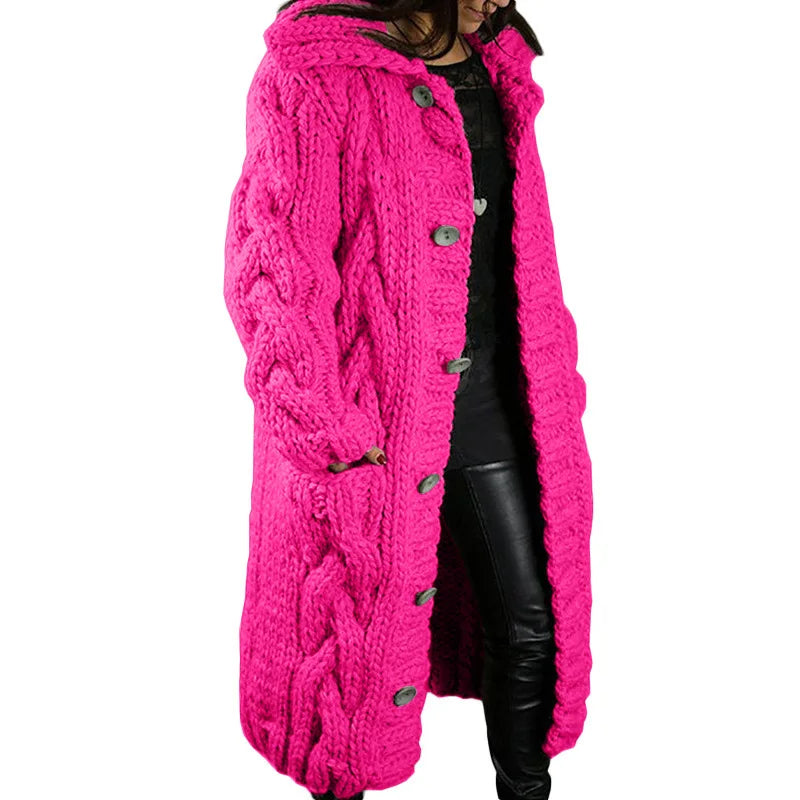 15 Colors, Oversized S-5XL Women Loose Knitted Sweaters, Thick Long Sleeve, Pocket, Buttons