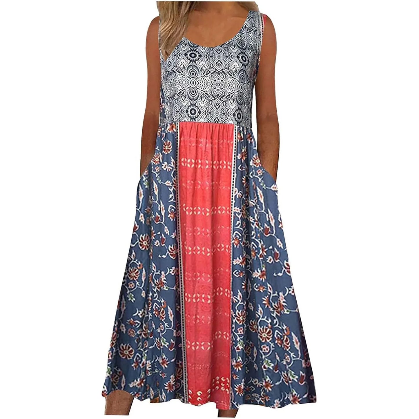 Sizes to 5XL, Sleeveless, Pullover, Tank Top, Dress with Pockets. Comes in 5 Designs