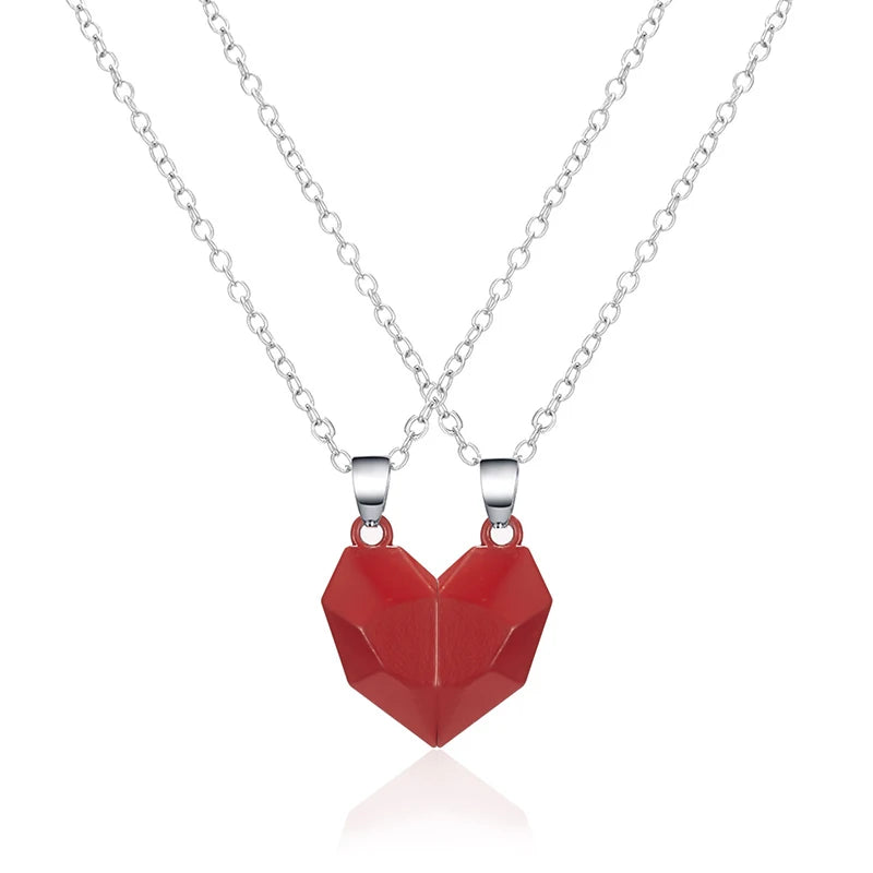 Electrocardiogram Magnetic Friend Heart Pendant One for You and One For Your Friend