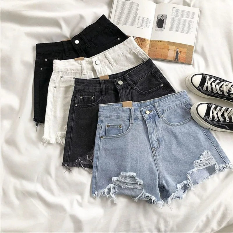 Denim Jean Shorts High Waisted Wide Leg Shorts