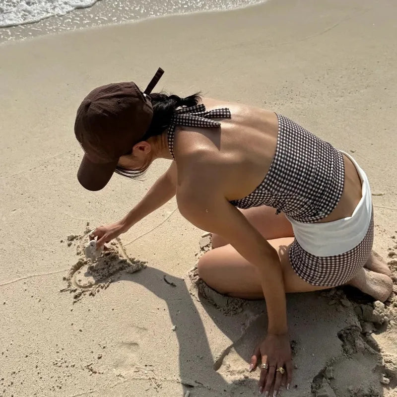 Two-Piece Swimsuit, Halter Top, Mid Bottoms