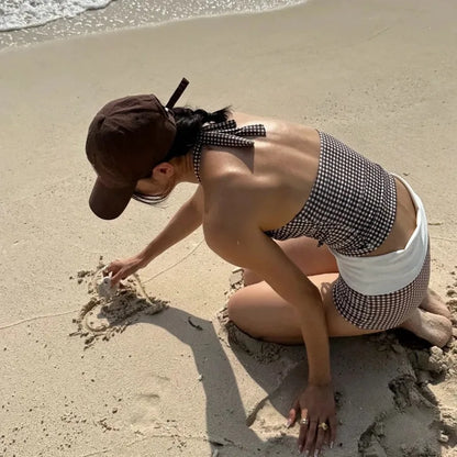 Two-Piece Swimsuit, Halter Top, Mid Bottoms