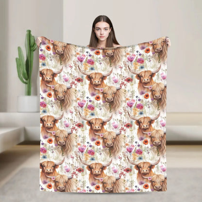 Christmas Highland Cow Fleece Blanket t for Home 150*125cm Piece. 25 Different Prints