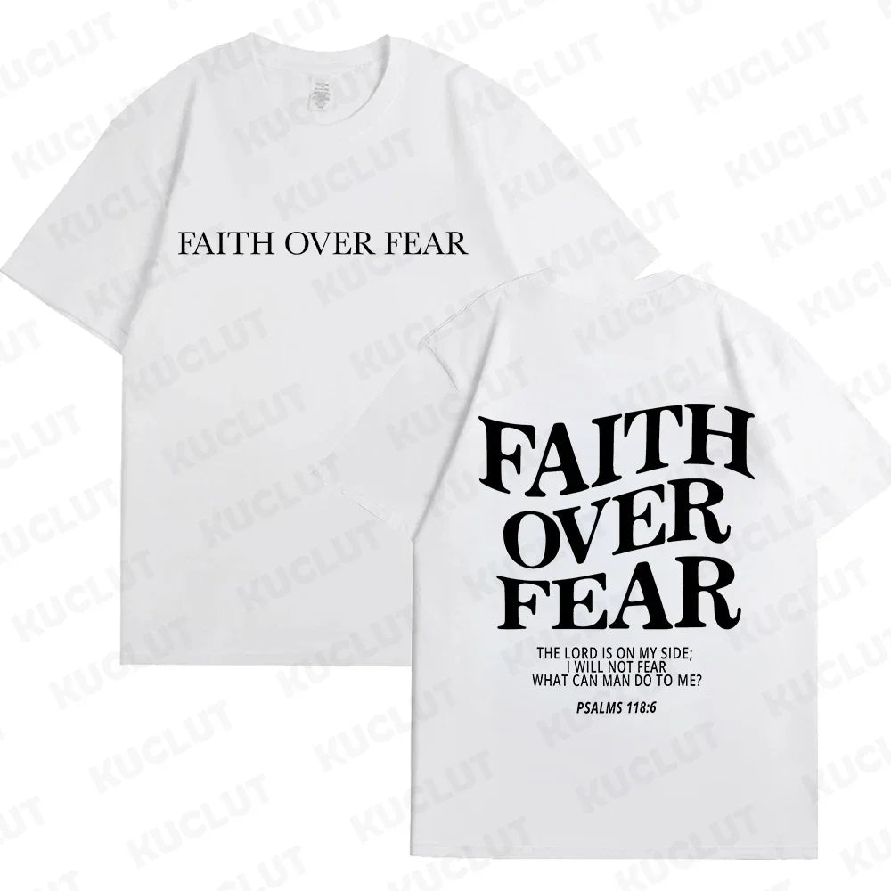 Sizes to 3XL Wide Variety of Colors "Faith Over Fear" T-shirts Christian Clothes Sportswear Bible verse