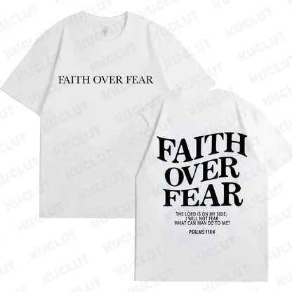 Sizes to 3XL Wide Variety of Colors "Faith Over Fear" T-shirts Christian Clothes Sportswear Bible verse