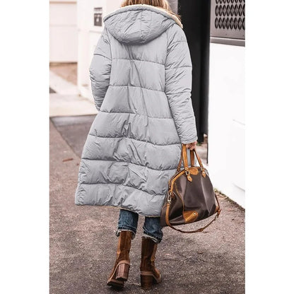 Reversible Sherpa Fleece, Long, Hooded Puffer Coats. Check colors: Brown, Green, Black, Burgundy, Light Gray