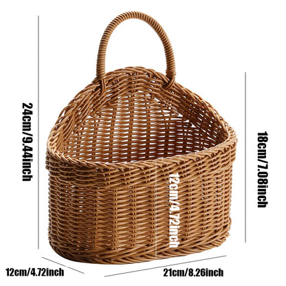 Wall Mountable Vegetable, Fruit, and Letter Basket, Simulated Rattan Hanging Basket