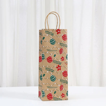 Christmas Wine Bottle Kraft Gift Bags, 4-Pack