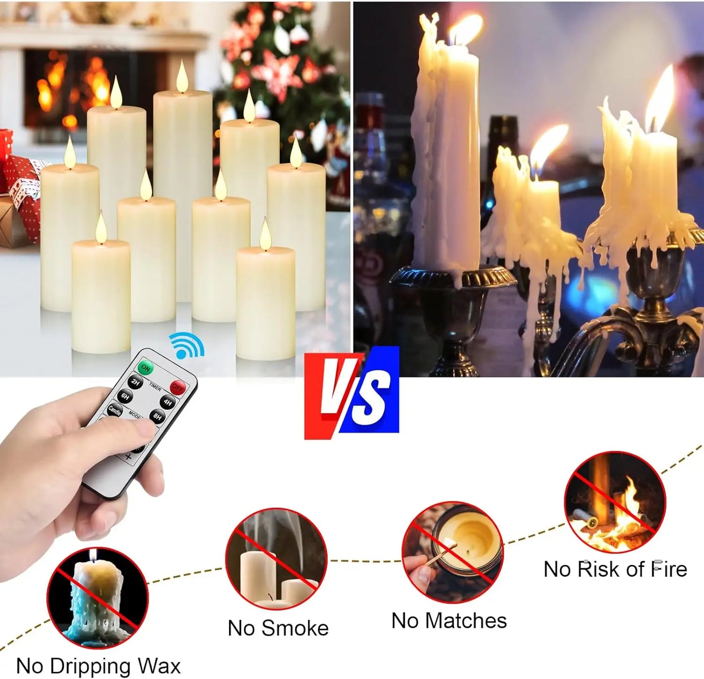 Remote Control LED Pillar Candles With Battery Electronic Candle Lights (Bulk orders up to 160 available)