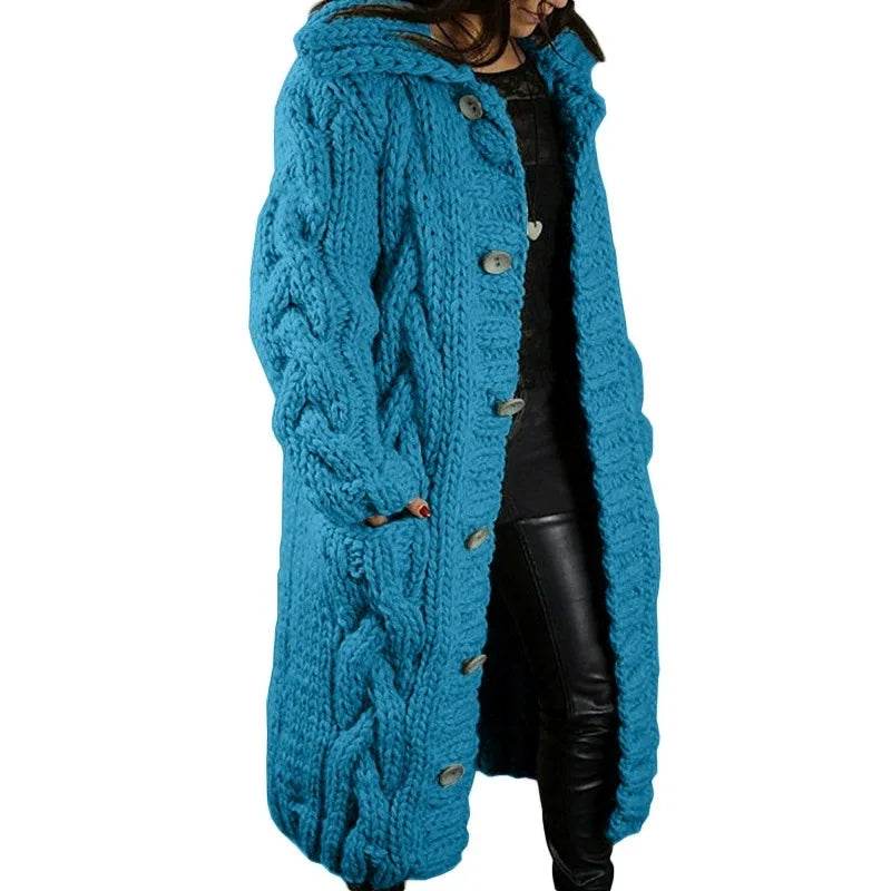 15 Colors, Oversized S-5XL Women Loose Knitted Sweaters, Thick Long Sleeve, Pocket, Buttons