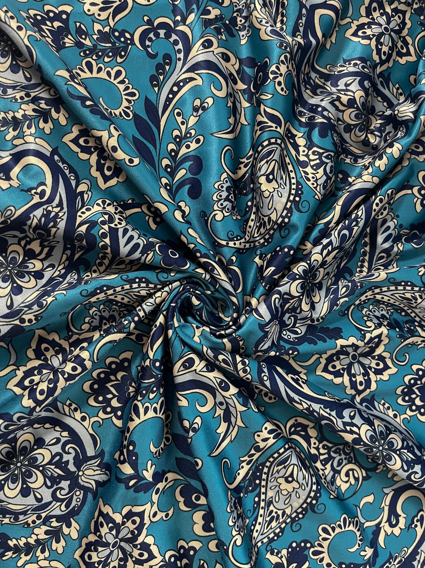 Sizes 1-5XL  Sleeveless Paisley Print Dress, Teal Blue Bohemian Style, Casual Daily Wear