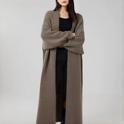 Mid-Calf Length, Long Sleeves, Oversized Course Knit Sweater, Loose Fit