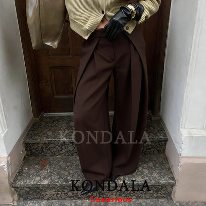 Casual Chic Wide Leg, Deeply Pleated Pants with Pockets