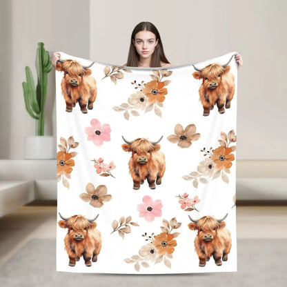 Christmas Highland Cow Fleece Blanket t for Home 150*125cm Piece. 25 Different Prints