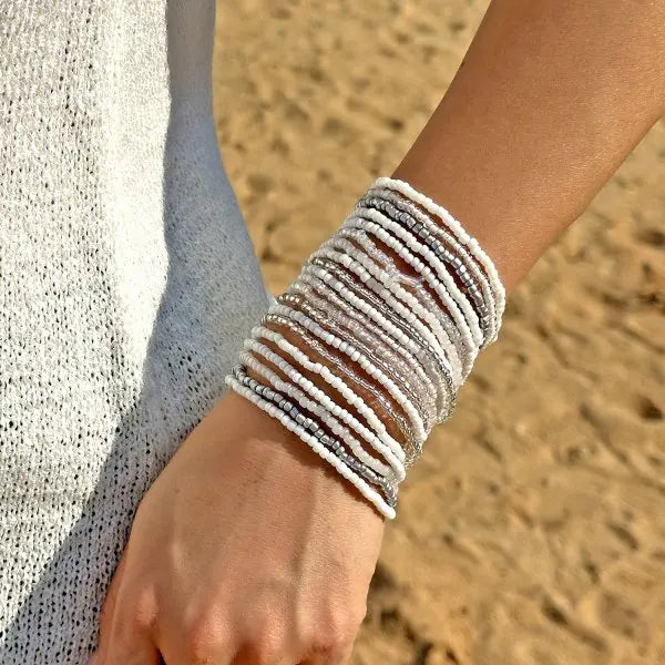 Bohemian Style Beaded Bracelets Set, Colorful Beads, Stretchy Strand Chain, Stacked Bracelets