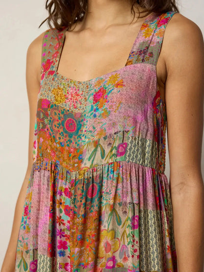 Sizes to 5XL,  Wide Strap, Square Neck, Printed, Loose Wide Leg Jumpsuit