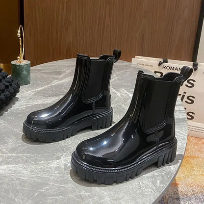 Shiney Ankle Rain Boots Wearable 4 Seasons Waterproof