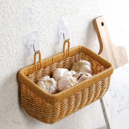 Wall Mountable Vegetable, Fruit, and Letter Basket, Simulated Rattan Hanging Basket